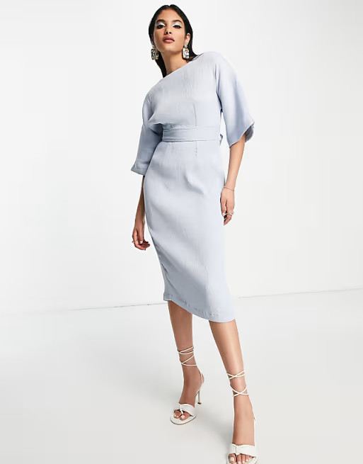 Closet London ribbed pencil mini dress in sky blue | ASOS (Global)