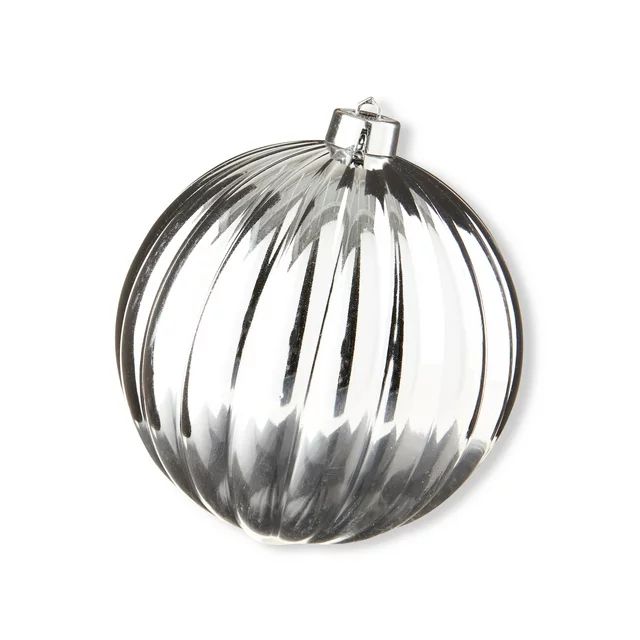 Metallic Silver 150mm Jumbo Shatterproof Pumpkin-Shaped Christmas Ornament, by Holiday Time | Walmart (US)