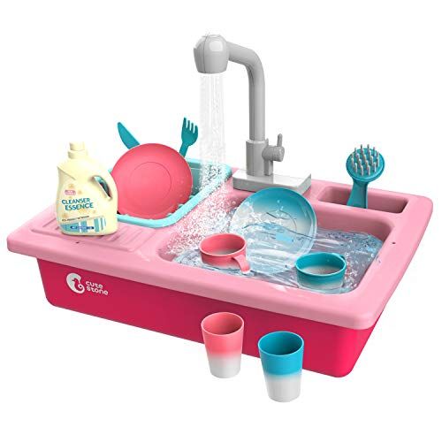 CUTE STONE Color Changing Play Kitchen Sink Toys, Children Electric Dishwasher Playing Toy with R... | Amazon (US)