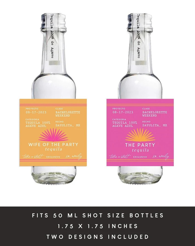 Casamigos Bachelorette Label Template Pink, Tequila Sunrise, Sunset, 50 ml, Girls Weekend, Mexico... | Etsy (US)