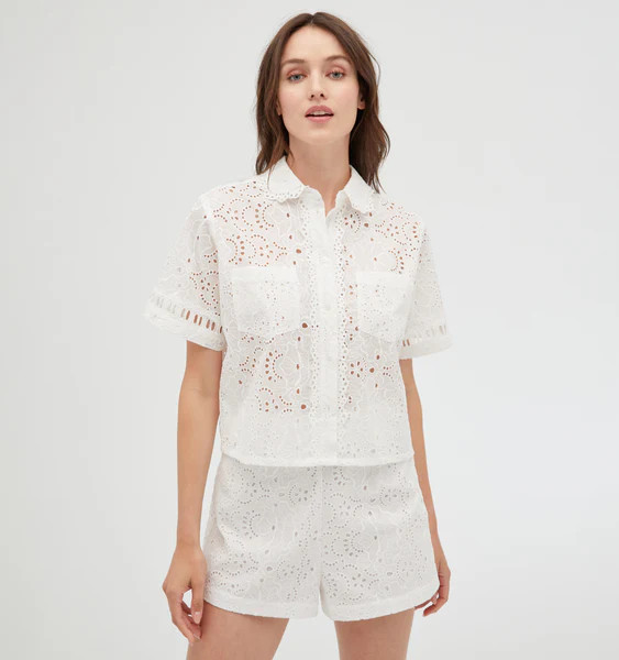 The Annette Top - White Broderie Anglaise | Hill House Home