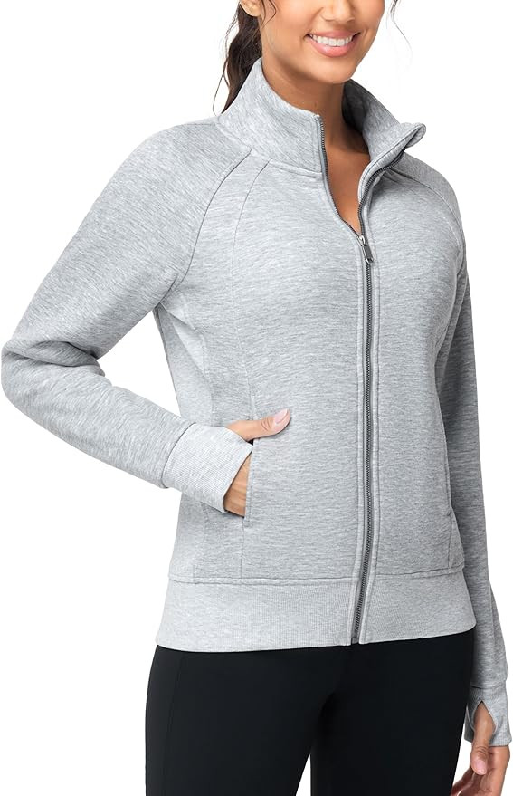 THE GYM PEOPLE Women's Full Zip Up Workout Sweatshirts Fleece Stand Collar Fall Jackets with Pock... | Amazon (US)