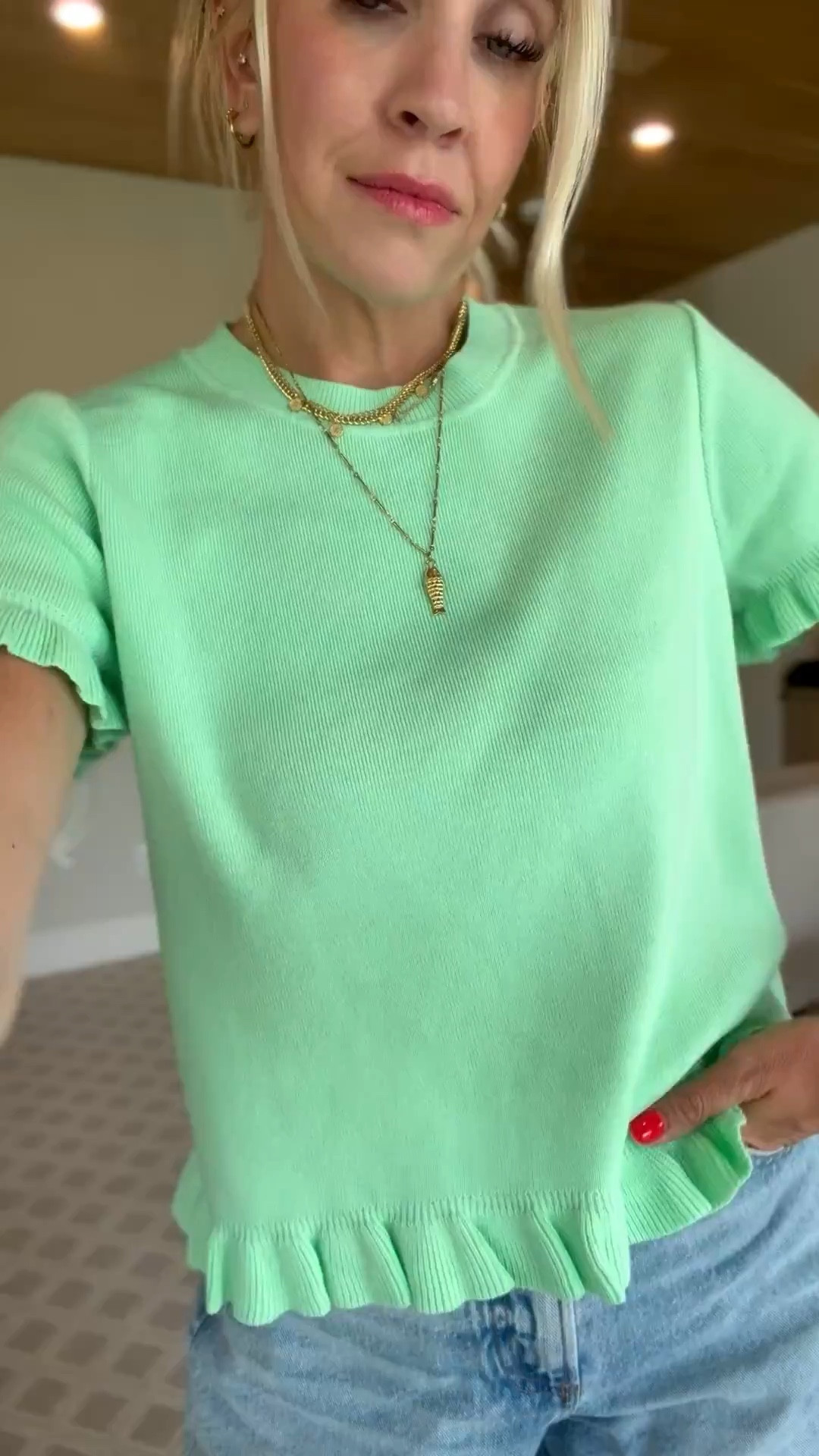 This top is way better in person! Wearing a size medium in the top and a 6 in the shorts
