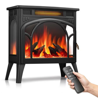 R.W.FLAME Electric Fireplace Heater, Freestanding Fireplace Infrared Stove with Remote Control and Timer, 3D Realistic Flame Effects, BLACK | Target