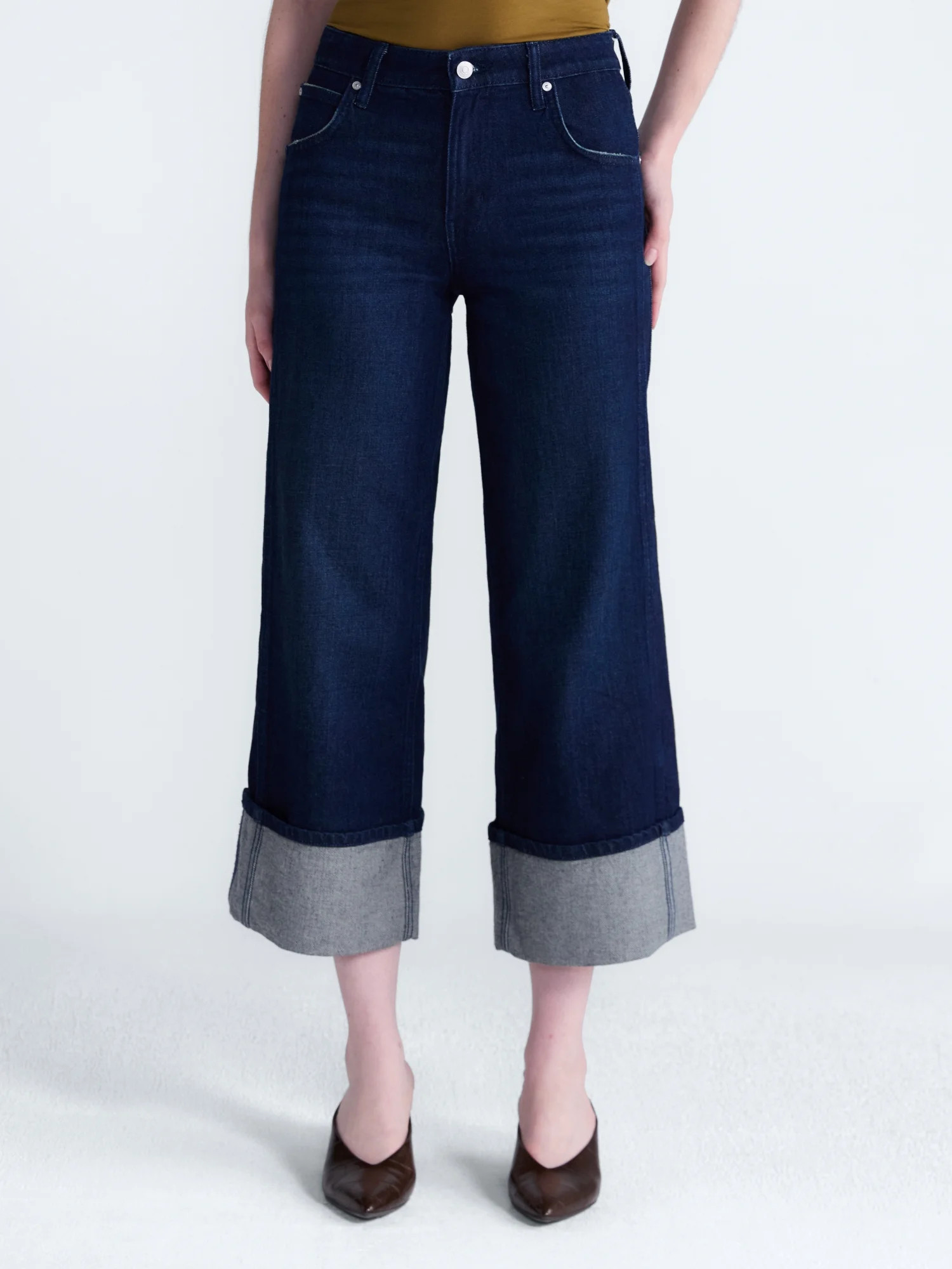 Scoop Women's and Women's Plus Mid Rise Cuffed Wide Leg Jean, Sizes 0-28W | Walmart (US)