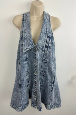 Free People Katie Medium Indigo Denim Dress with Oversize Collar Size XS   | eBay | eBay US