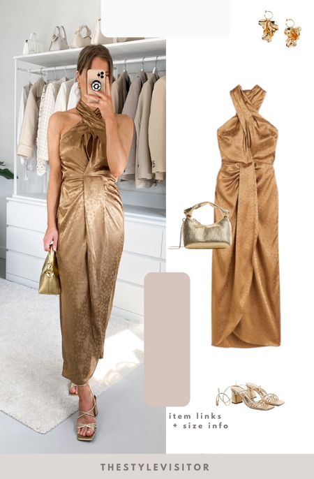 Satin halter midi dress, possible a wedding guest option. Wearing xs. Read the size guide/size reviews to pick the right size.

Leave a 🖤 to favorite this post and come back later to shop

#satin dress #halter dress #wedding guest option 

#LTKSeasonal #LTKwedding #LTKeurope