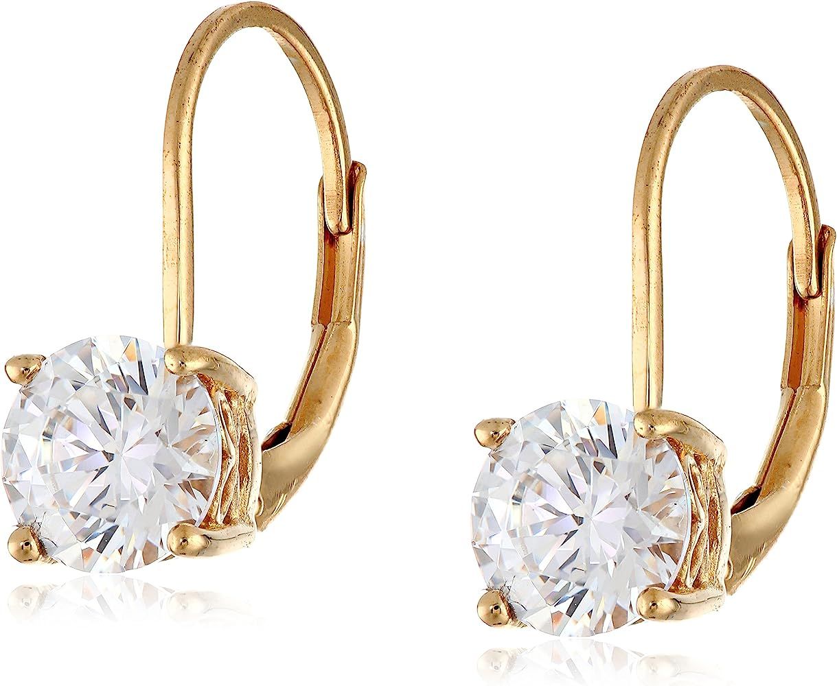 Platinum-Plated Sterling Silver Swarovski Zirconia Leverback Earrings | Amazon (US)