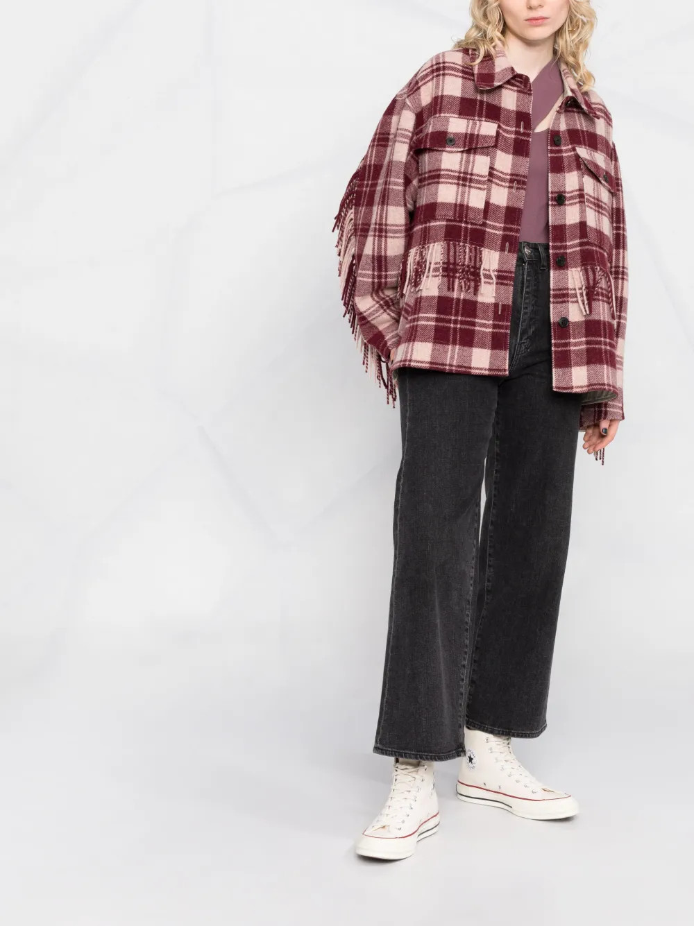Isabel Marant Étoile Filora fringe-trim Checked Shirt Jacket - Farfetch | Farfetch Global