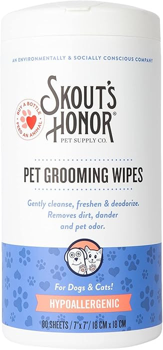 SKOUT'S HONOR Pet Grooming Wipes for Dogs and Cats - Deodorizing, Plant-Based, Biodegradable, Fra... | Amazon (US)