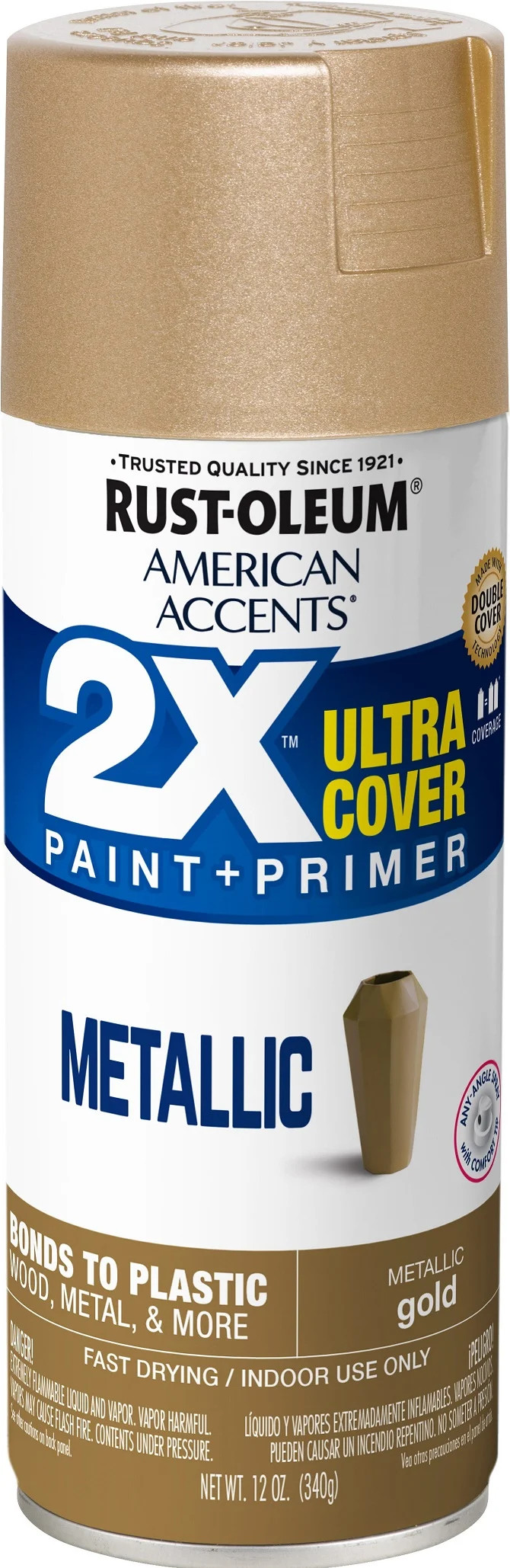 Gold, Rust-Oleum American Accents 2X Ultra Cover Metallic Spray Paint, 11 oz | Walmart (US)