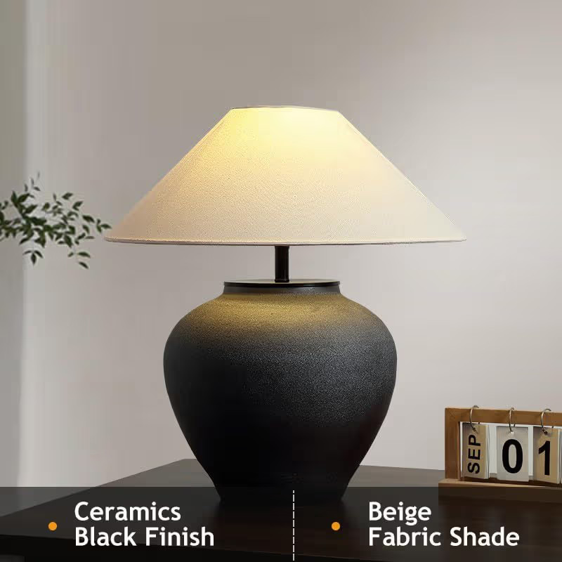 Farmhouse Table Lamps Black 18.8" Tall Ceramic Table Lamp Rustic Southwestern Clay Pot Ceramic La... | Amazon (US)