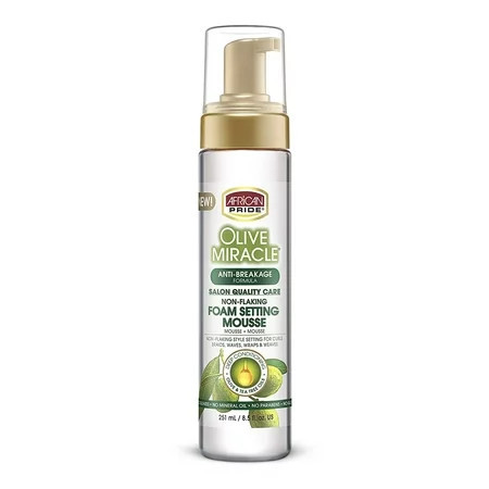 African Pride Olive Miracle Non-Flaking Foam Setting Hair Mousse 8.5 Oz Pack of 3 | Walmart (US)