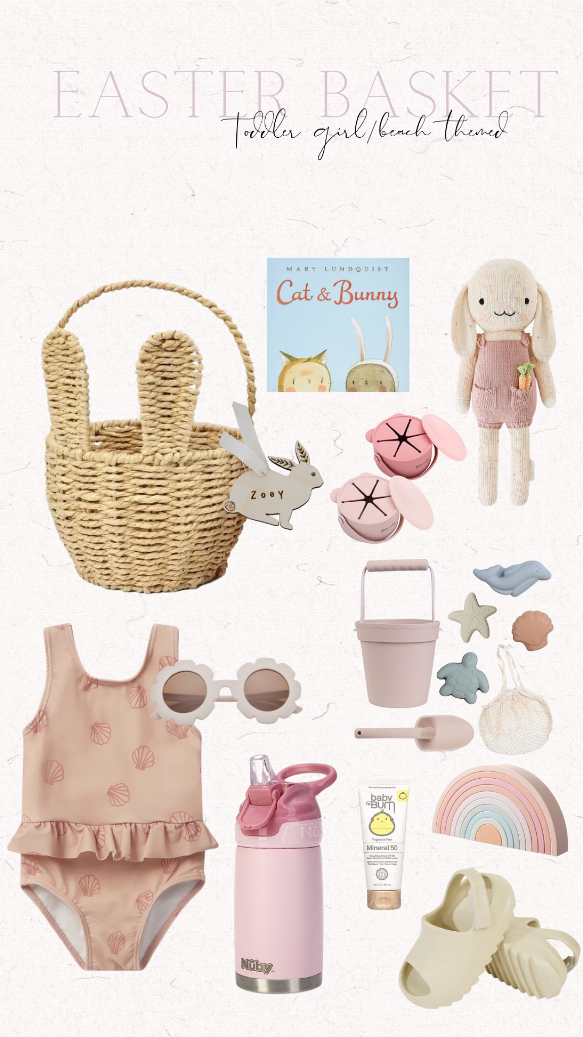 Easter Basket  beach theme // baby/toddler girl 

Pink Easter 
kids book
Kids gifts 
Bunny book 
Easter Basket tag 
Personalized tags 
Easter Baskets
Kids Easter Basket 
Easter Basket filler 
Neutral Easter Basket 
Easter 
Bunny pajamas 
Bunny bjs
Rabbit pajamas 
Bunny slippers 
Snack container 
Toys 
Kid toys 
Kid pajamas 
Baby boy 
Toddler boy 
Baby girl 
Toddler girl 
Sibling 
Walmart finds 
Neutral style 
Gender neutral 
Easter for kids 
Easter 2024 
Bunny basket 
Toddler 
Baby 
Walmart 
Walmart find 
Easter Basket
First Easter 
Baby girl 

#LTKbaby #LTKSeasonal #LTKkids