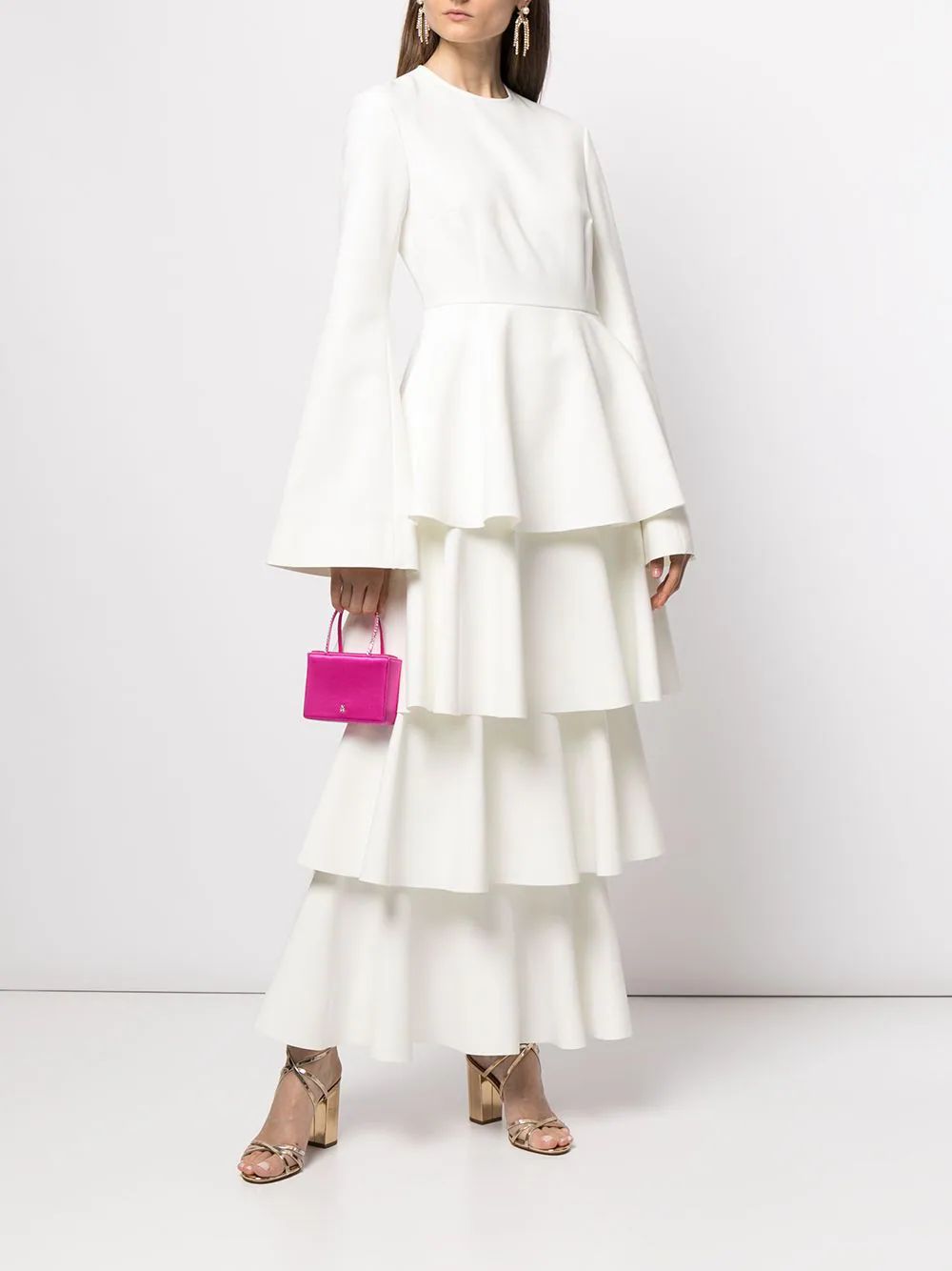 long-sleeved tiered skirt dress | Farfetch (US)