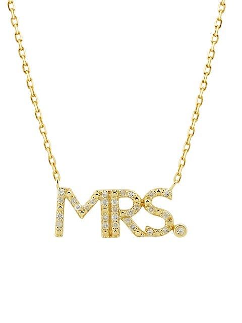 Saks Fifth Avenue 14K Yellow Gold &amp; Diamond "MRS" Statement Necklace on SALE | Saks OFF 5TH | Saks Fifth Avenue OFF 5TH