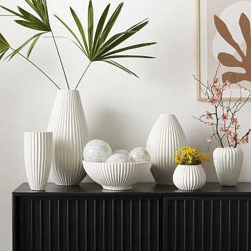 Sanibel White Textured Ceramic Vases | West Elm | West Elm (US)