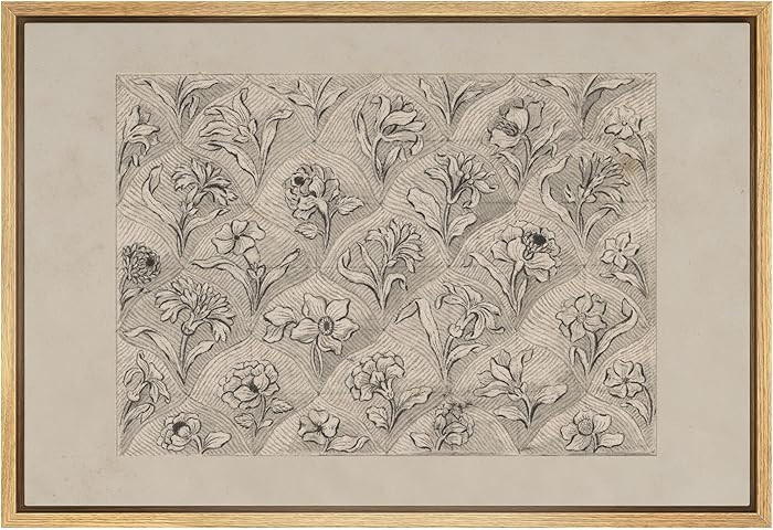 SIGNFORD Framed Canvas Print Wall Art Set Vintage Floral Pattern Sketch Detailed Botanical Illust... | Amazon (US)