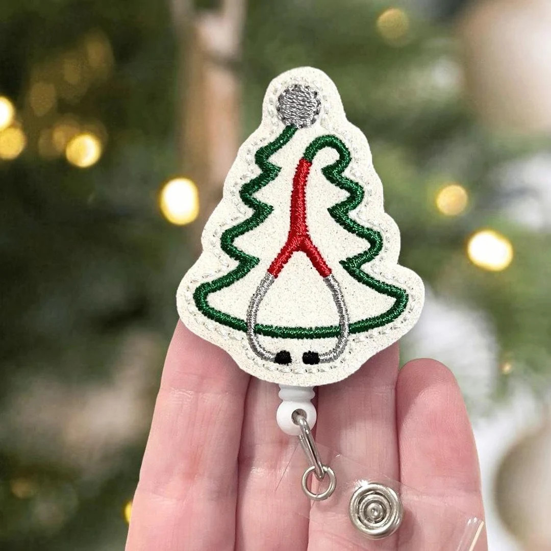 Christmas Tree Stethoscope Badge Reel, Christmas Badge Reel, ID Holder, Badge Clip, Badge Reel To... | Etsy (US)