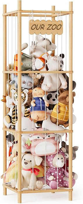 SpaceAid Stuffed Animal Storage Organizer, Wood Animals Zoo Toy Plushies Storage Holder, Large Ca... | Amazon (US)