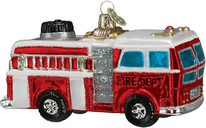 Old World Christmas Ornaments: Fire Truck Glass Blown Ornaments for Christmas Tree | Amazon (US)