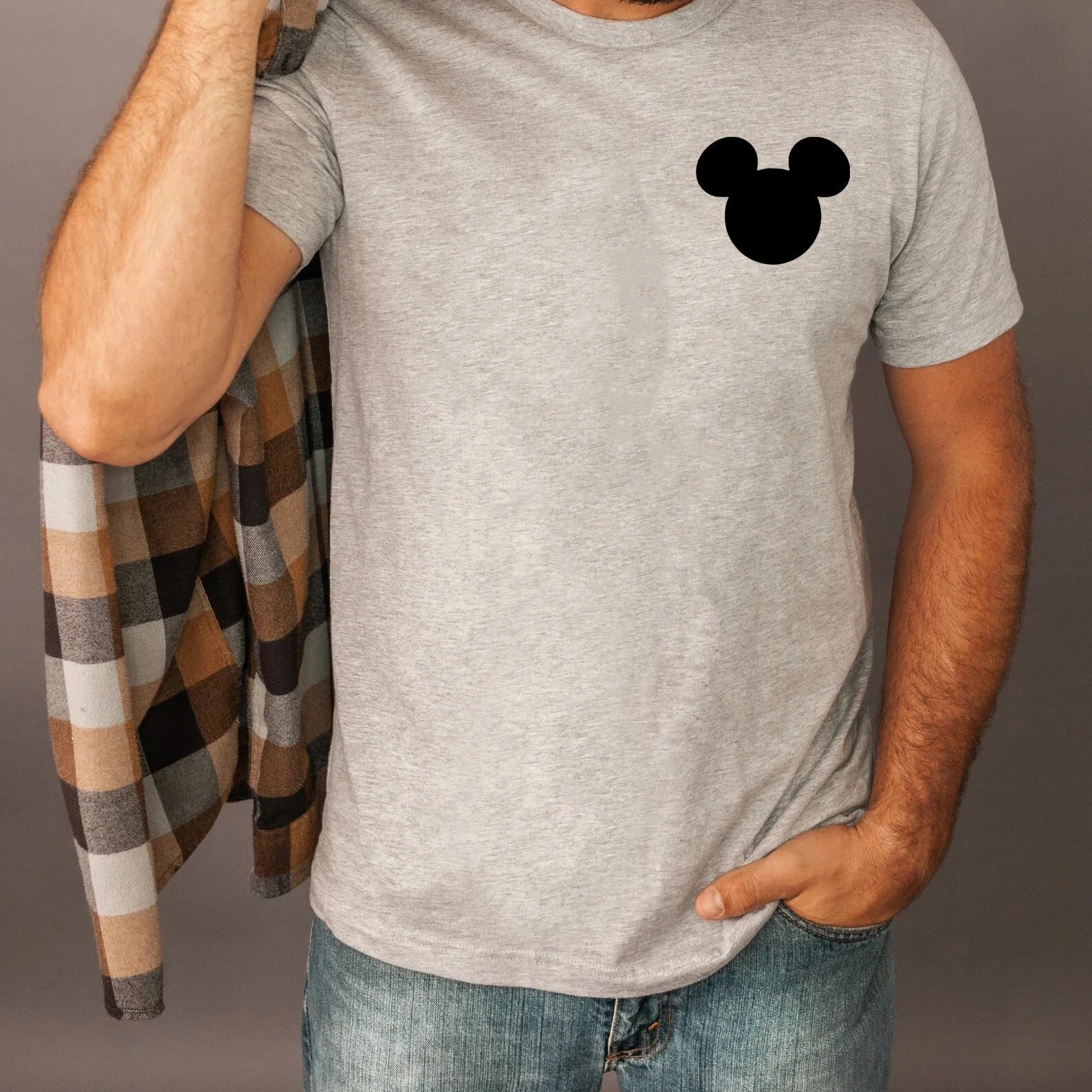 Mickey Mouse Disney Shirt, Mickey Mouse Mom Dad Pocket Size Print Shirt, Disney Men's Shirt, Magi... | Etsy (US)