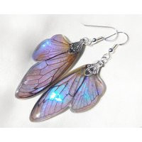 Cicada Earrings, Insect Wing Earrings Nature Jewelry, Something Blue For Bride Iridescent Wedding Bo | Etsy (US)