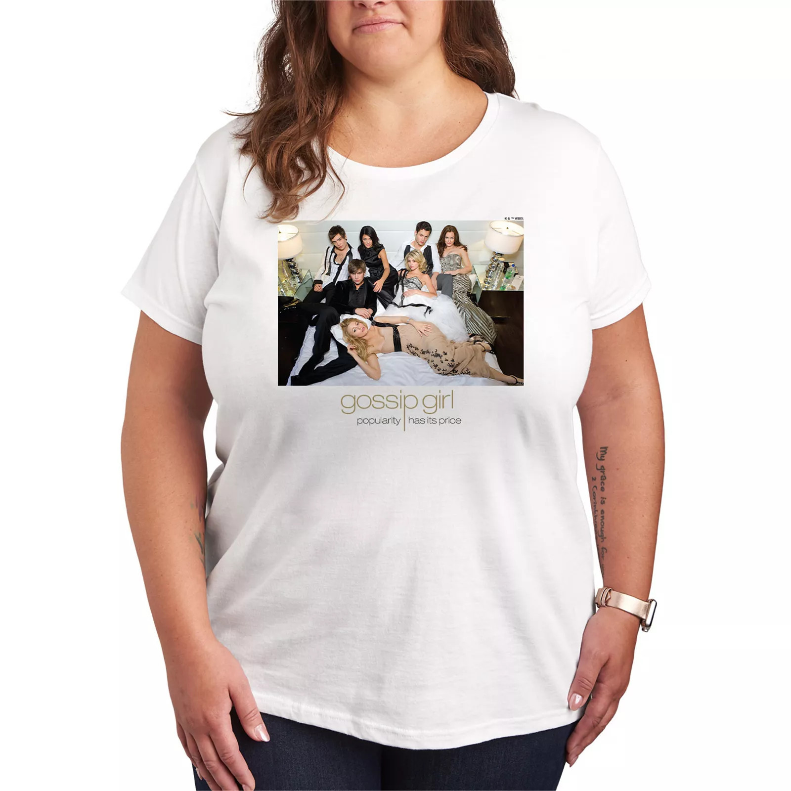Plus Size Gossip Girl Short Sleeve Graphic Tee, Women's, Size: 3XL, White | Kohl's