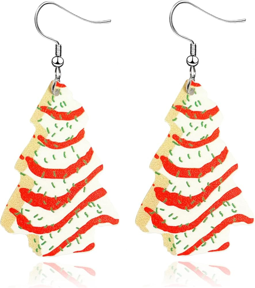 Christmas Earrings for Women,ChristmasTree Cake Earrings Acrylic ChristmasTree Tree Drop Dangle E... | Amazon (US)