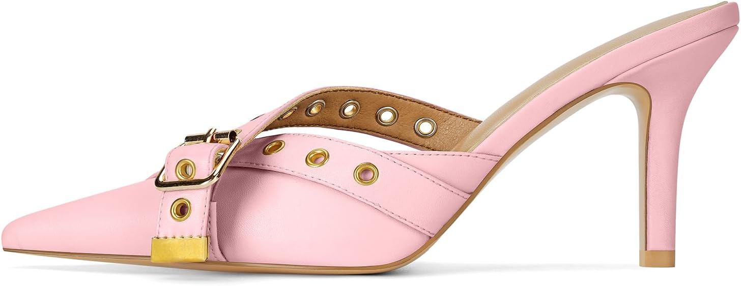 Dsevht Black Kitten Heels for Women Pointed Toe Heels Dressy Bow Heels Vintage Heels Mules Sexy P... | Amazon (US)