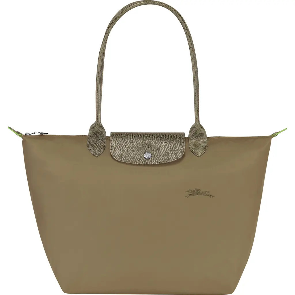Longchamp Le Pliage Green Recycled Canvas Large Shoulder Tote in Artichoke at Nordstrom | Nordstrom