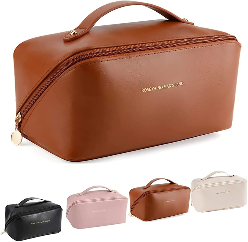 Large Capacity Travel Cosmetic Bag, Multifunctional Storage Makeup Bag PU Leather Makeup Bag, wit... | Amazon (CA)