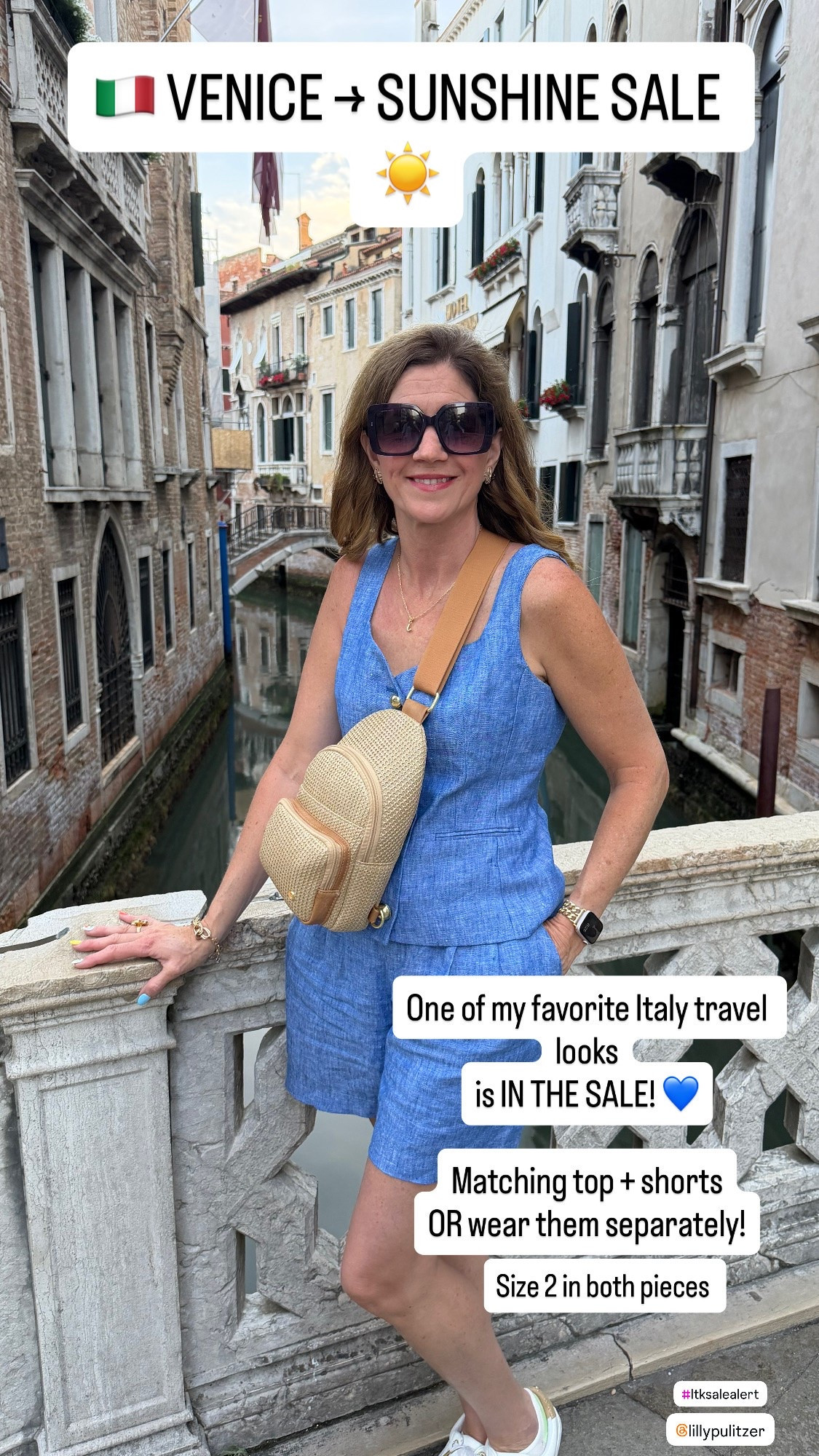 Linen Outfit 

From VENICE to the SUNSHINE SALE! 💙🇮🇹☀️

I love when something I already own and love shows up in the Lilly Pulitzer Sunshine Sale — and this matching blue set is one of them!

I wore this look while exploring Venice this summer and it was perfect for a full day of sightseeing. Comfortable enough for lots of walking, but still cute and put together for all those vacation photos. 💙

And don’t overlook the versatility — I love the top and shorts together, but both pieces can easily be mixed and matched with other pieces in your closet.

Also linking my Amazon backpack because this little bag was SUCH a great travel find! 🤎 Hands-free, lightweight and perfect for sightseeing.



☀️ Lilly set — SUNSHINE SALE
💙 Pieces linked individually
🤎 Amazon backpack linked too

Would you wear the matching set or mix & match the pieces? 👇

#LillyPulitzer #LillyPulitzerStyle #LillyLover #SunshineSale #LillyPulitzerSale #LinenSet #SummerStyle #VacationStyle #TravelStyle #EuropeanSummer #ItalyStyle #VeniceItaly #ResortWear #PreppyStyle #SummerOutfit

Lilly Pulitzer blue linen set, Lilly Pulitzer Sunshine Sale, Lilly Pulitzer sale, blue linen outfit, women’s linen matching set, linen shorts outfit, European summer outfit, Italy vacation outfit, Venice Italy outfit, Venice travel style, summer travel outfit, sightseeing outfit women, comfortable travel outfit, resort wear women, vacation style, coastal style, blue summer outfit, matching set women, preppy summer style, colorful travel style, Italy outfit inspiration

#LTKTravel #LTKSaleAlert #LTKOver40