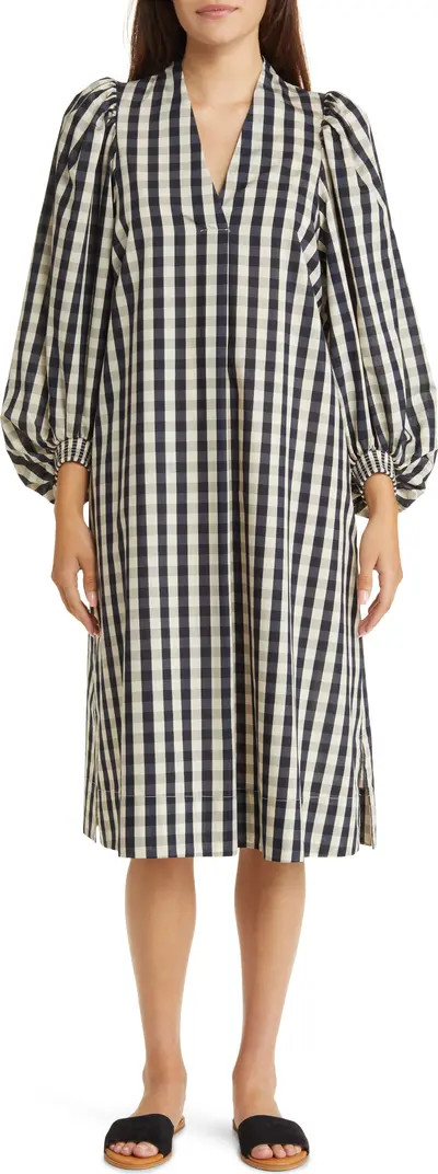 Nalo Gingham Bracelet Sleeve Shift Dress | Nordstrom