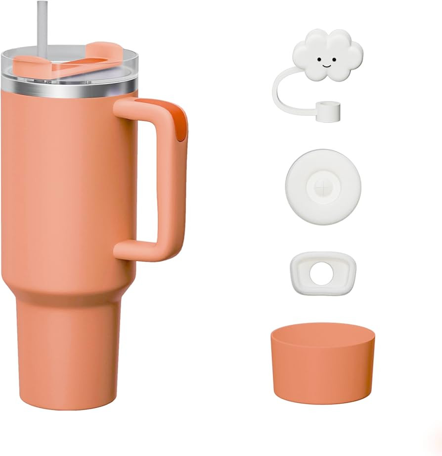 KISSKIND 40 oz Tumbler with Handle and Straw Lid Accessories, Straw Topper, Silicone Spill Proof ... | Amazon (US)