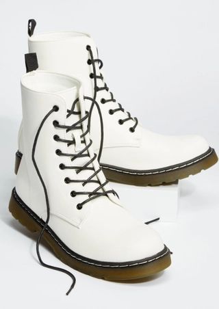White Faux Leather Combat Boots | rue21