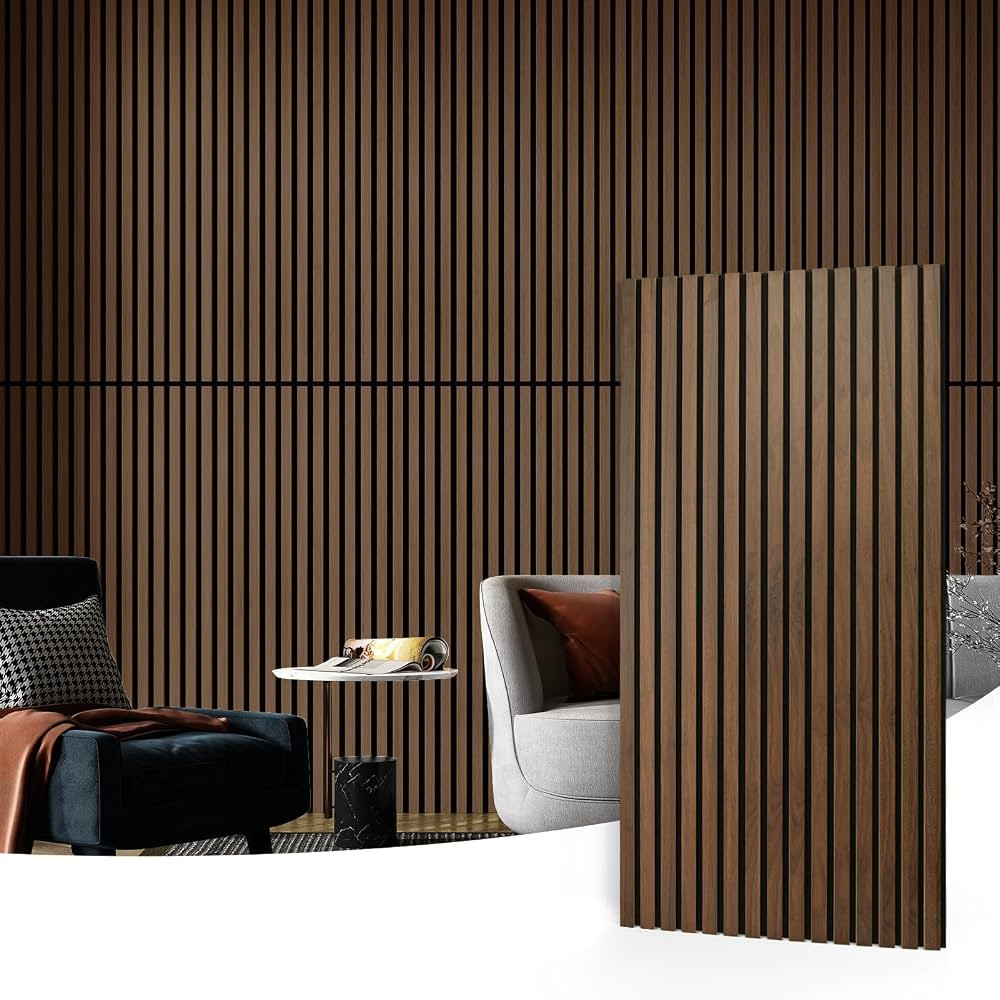 Art3d 2-Pack Acoustic Wood Slat Wall Panels for Interior Decor, 3D Fluted Sound Absorbing Wood Pa... | Amazon (US)