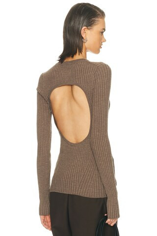 Helmut Lang Open Back Ribbed Top in Taupe | FWRD 