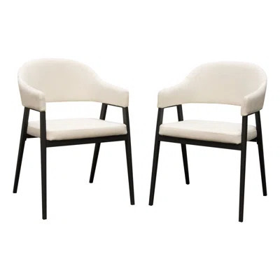 Adele Set Of Two Dining/Accent Chairs In Cream Fabric W/ Black Powder Coated Metal Frame | Wayfair North America