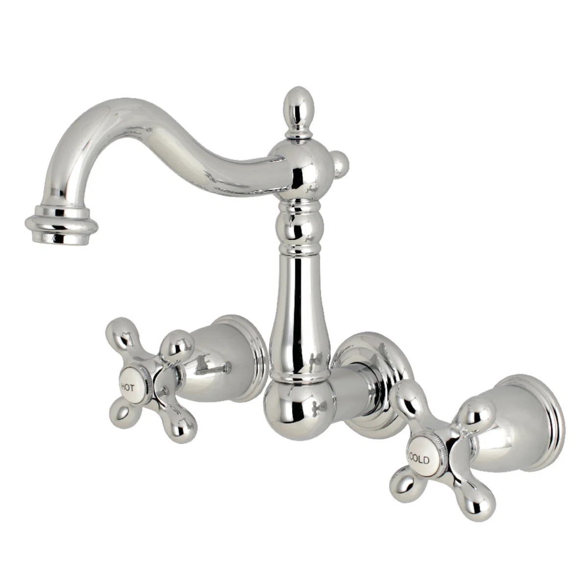 Kingston Brass Heritage Two-Handle 3-Hole Wall Mount Bathroom Faucet KS1251AX | Wayfair North America