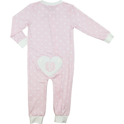 Pink And White Knit Heart Zipper Pajamas | Cecil and Lou