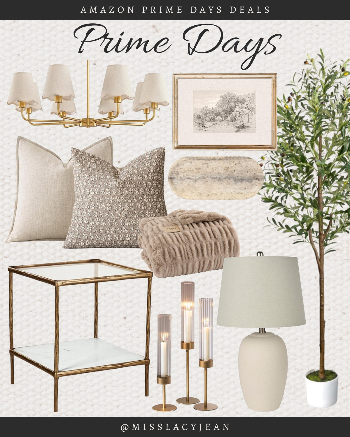 Prime Days home deals include side table, table lamp, faux tree, candle stick holders, throw pillows, blanket, marble tray, wall art, and chandelier.

Home decor, sale alert, deal alert, prime days deals, amazon prime day

#LTKHome #LTKSaleAlert #LTKSeasonal