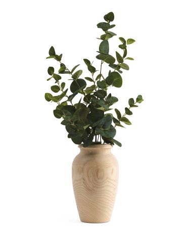 Eucalyptus In Wood Urn Vase | Marshalls