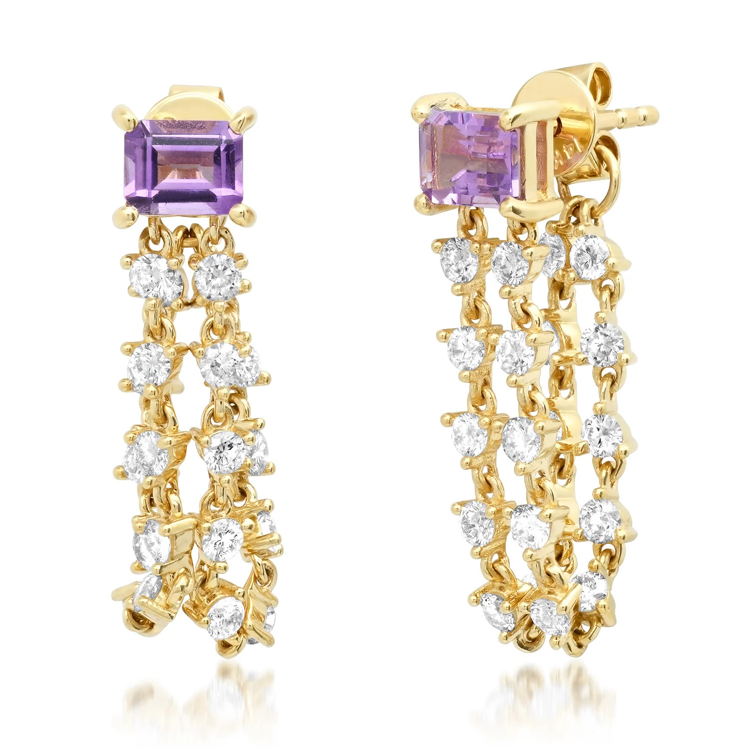 The Rocky Amethyst or Emerald or Blue Topaz & Diamond Chain Wrap Earrings | Milestones by Ashleigh Bergman