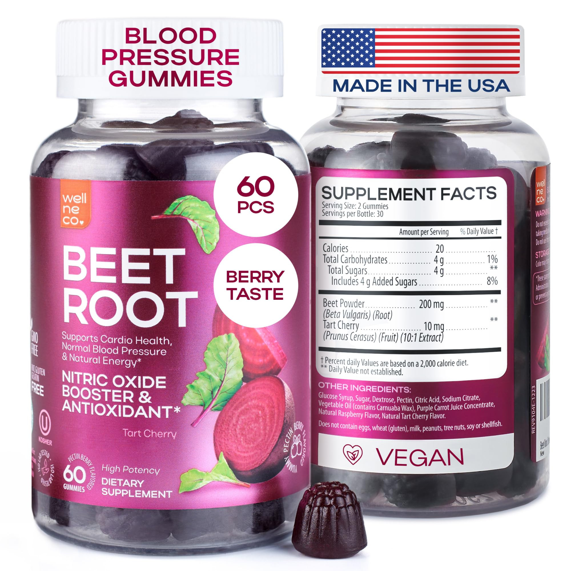Beet Chews for High Blood Pressure - Beet Root Gummies Made in USA with Tart Cherry - Nitric Oxid... | Amazon (US)