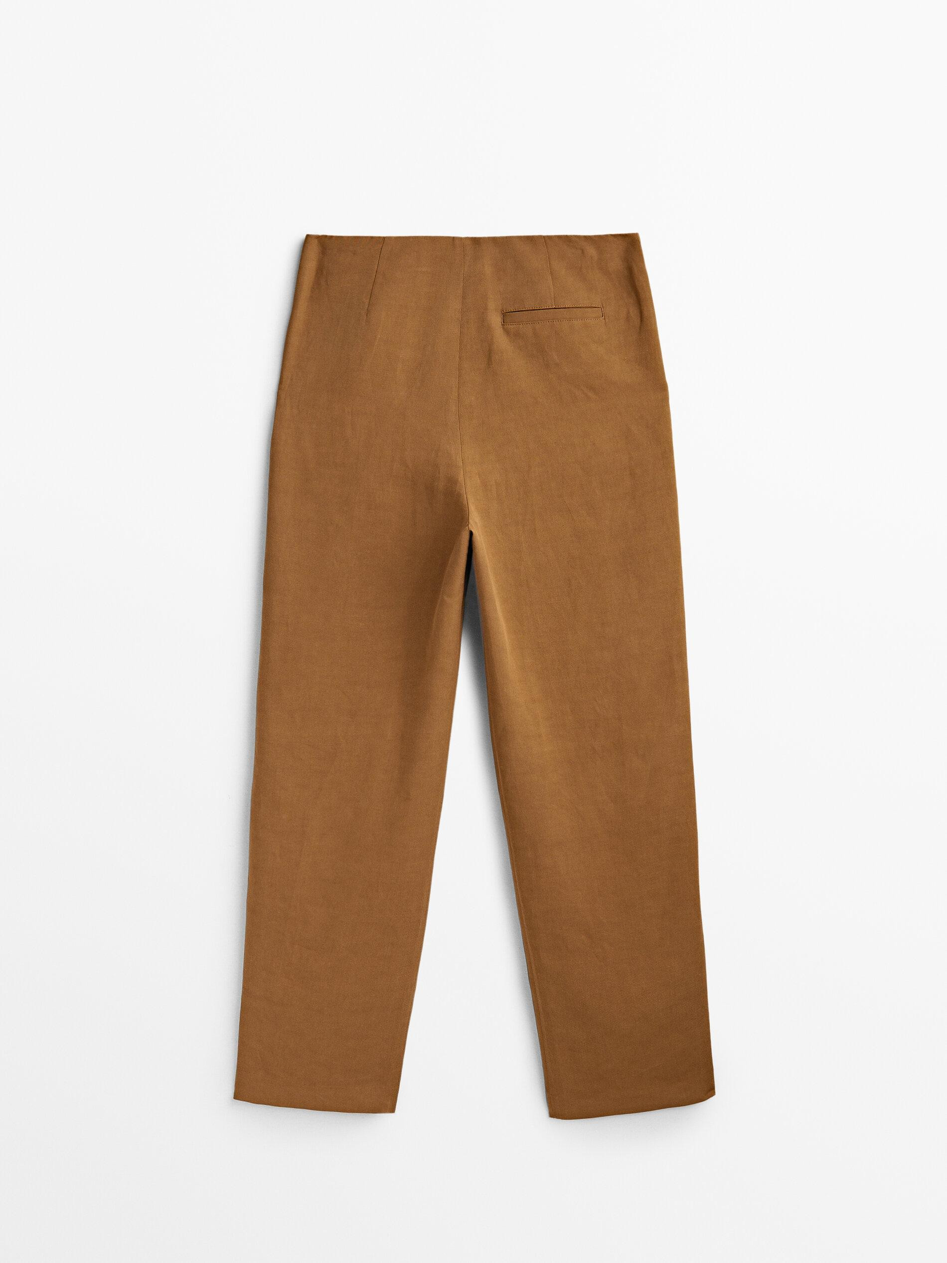 Straight trousers with double dart detail | Massimo Dutti UK