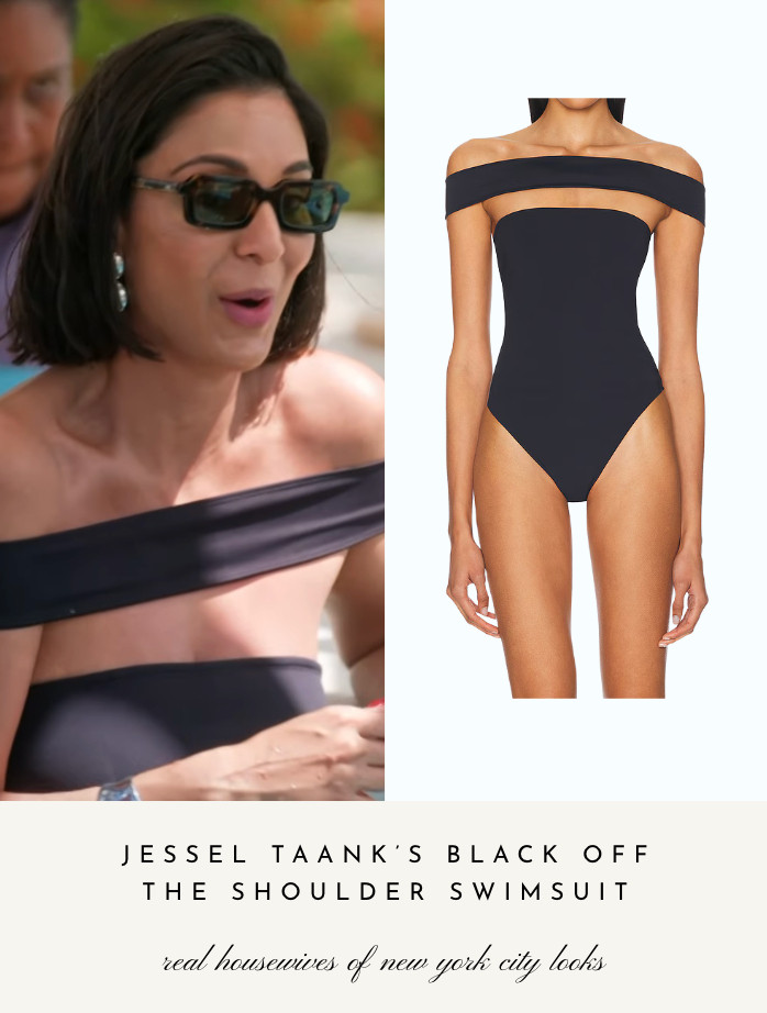 Jessel Taank's Black Off The Shoulder Swimsuit 

 