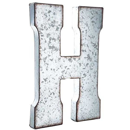 Huge 20" Metal Alphabet Wall Décor Letter H Rusted Edge Galvanized Metal | Amazon (US)