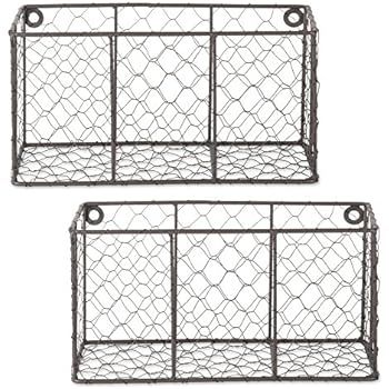 DII Farmhouse Vintage Chicken Wire Wall Basket, Set of 2 Small, Rustic Bronze | Amazon (US)