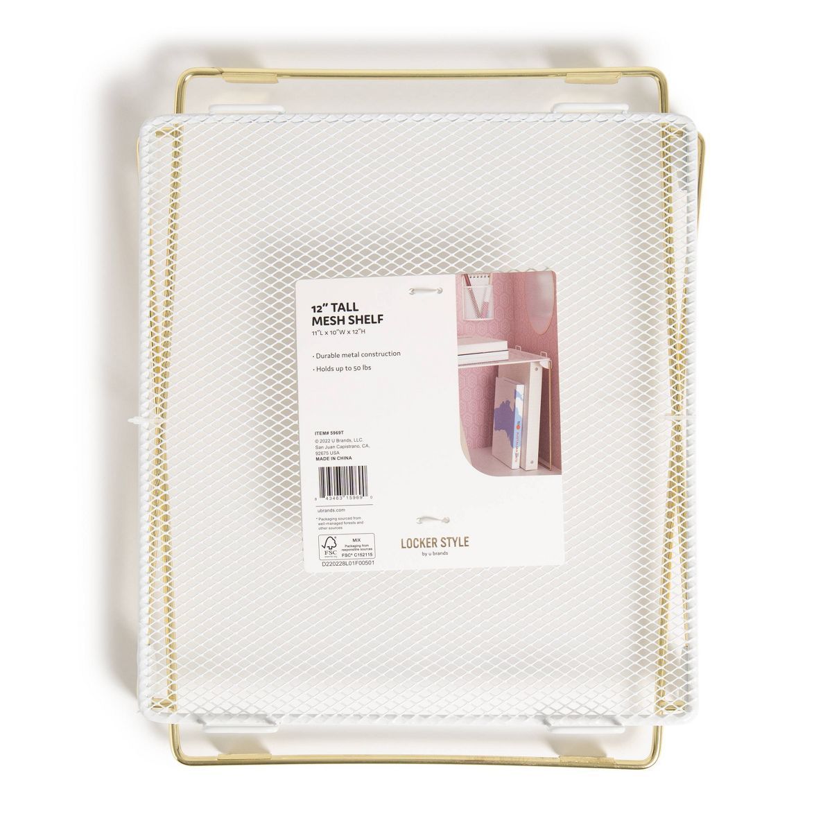 12" Locker Mesh Shelf Chic White & Gold - U Brands | Target